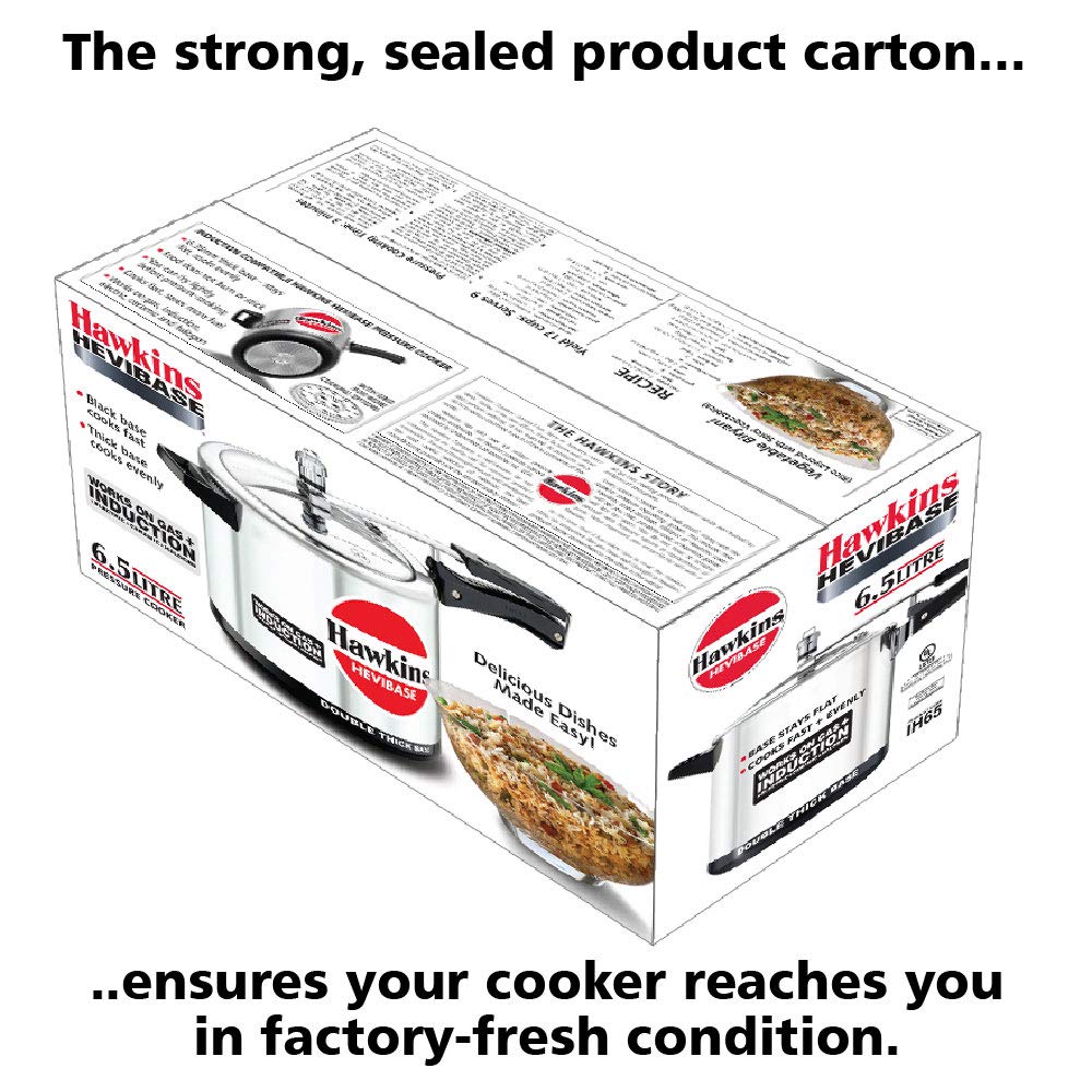 Hawkins Hevibase Aluminium Inner Lid Pressure Cooker - Induction Base, Silver, IH65, 6.5 l-4.webp